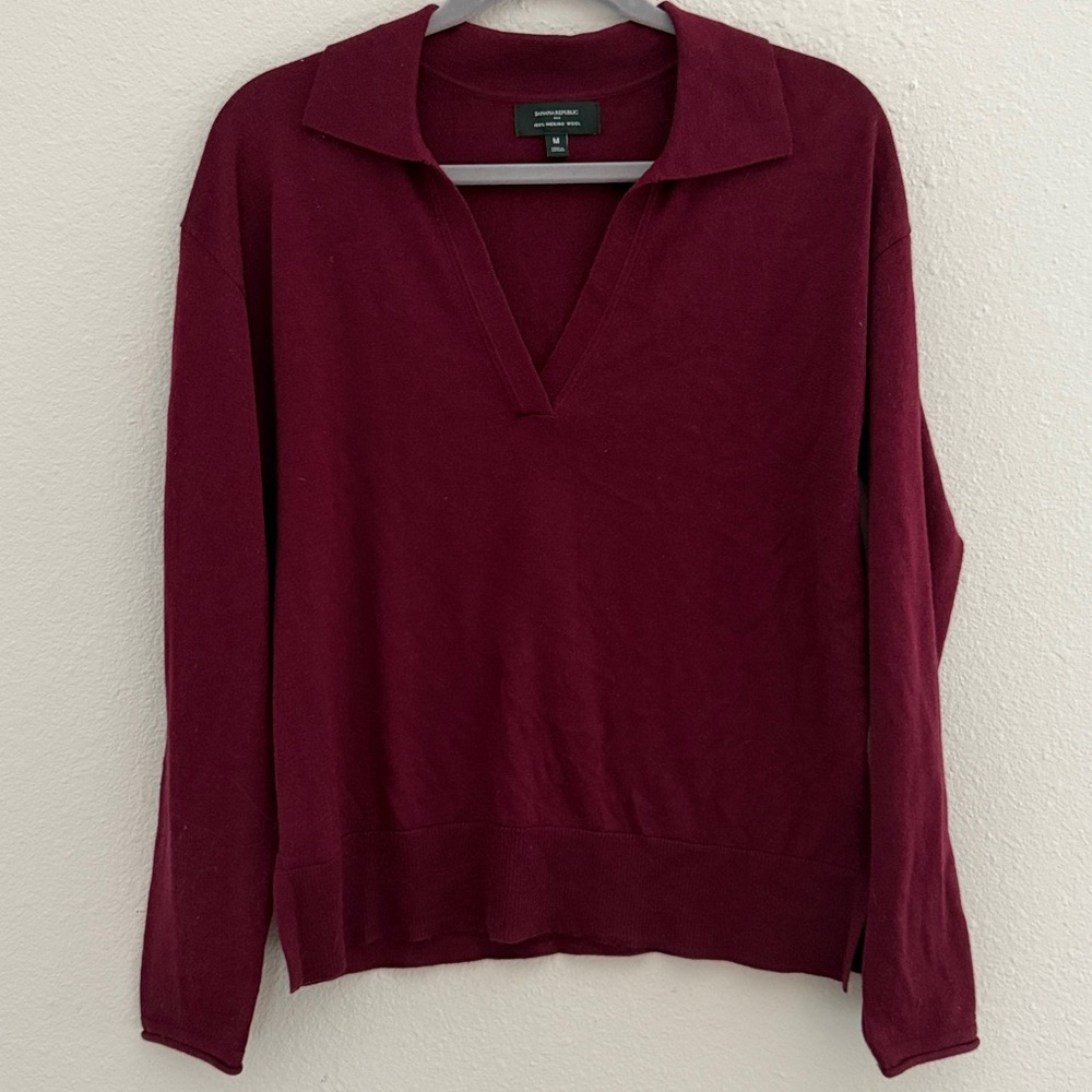 Banana Republic Merino Wool Sweater in Rich Burgundy